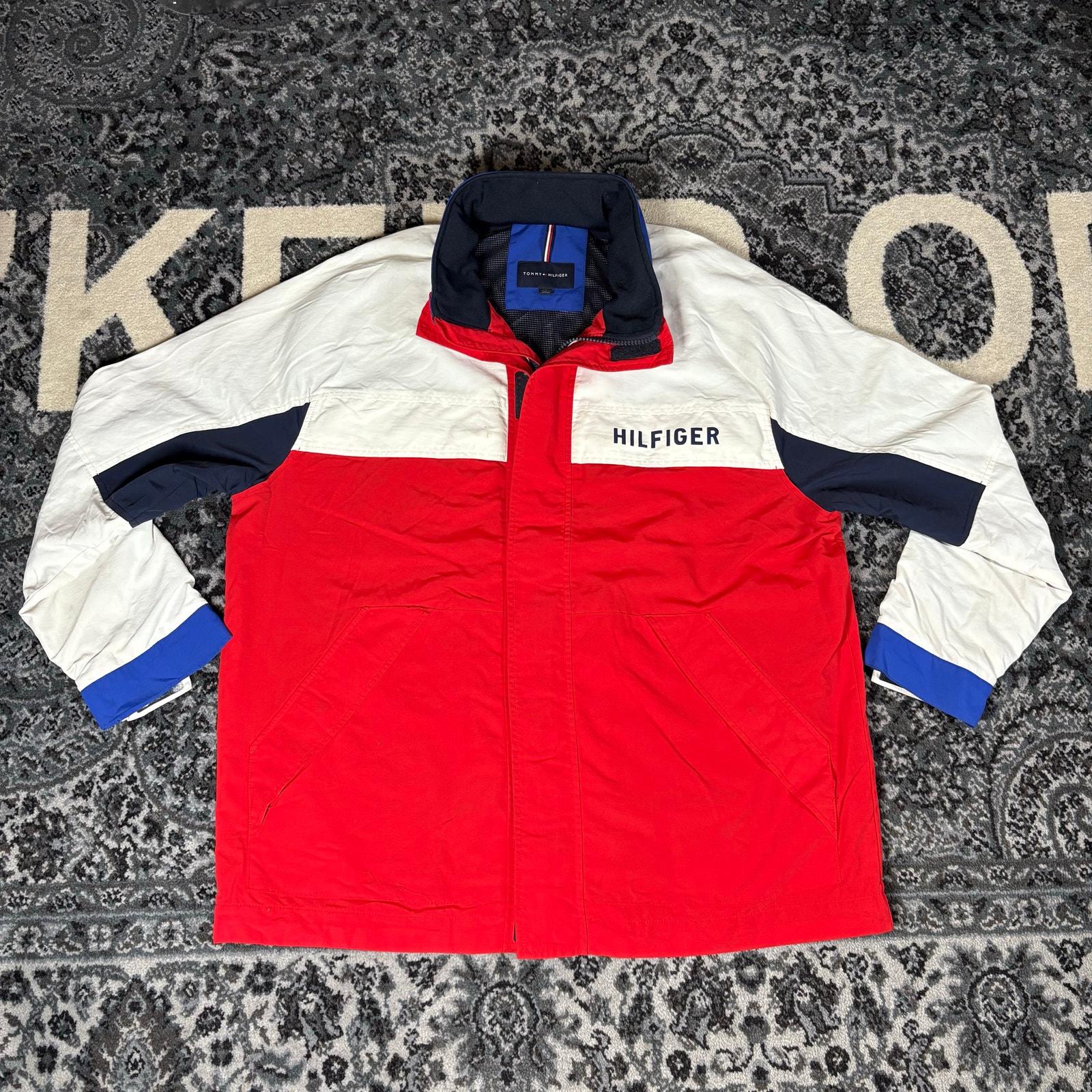 Tommy Hilfiger Sailing Jacket Mens 2xl Colorblock White Preowned